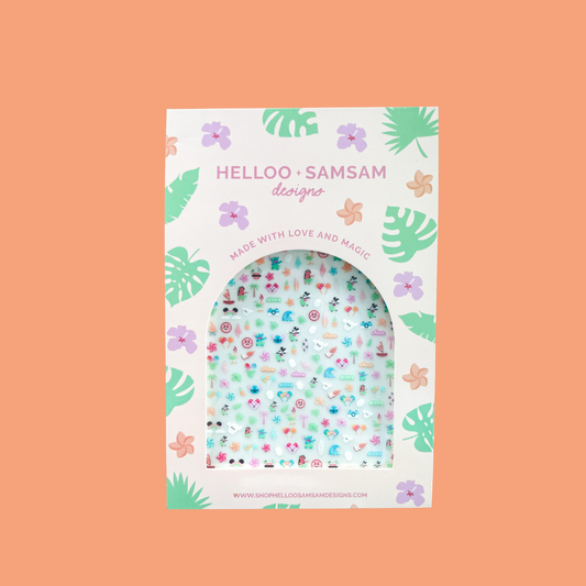 Hawaiian Rollercoaster Ride Nail Stickers